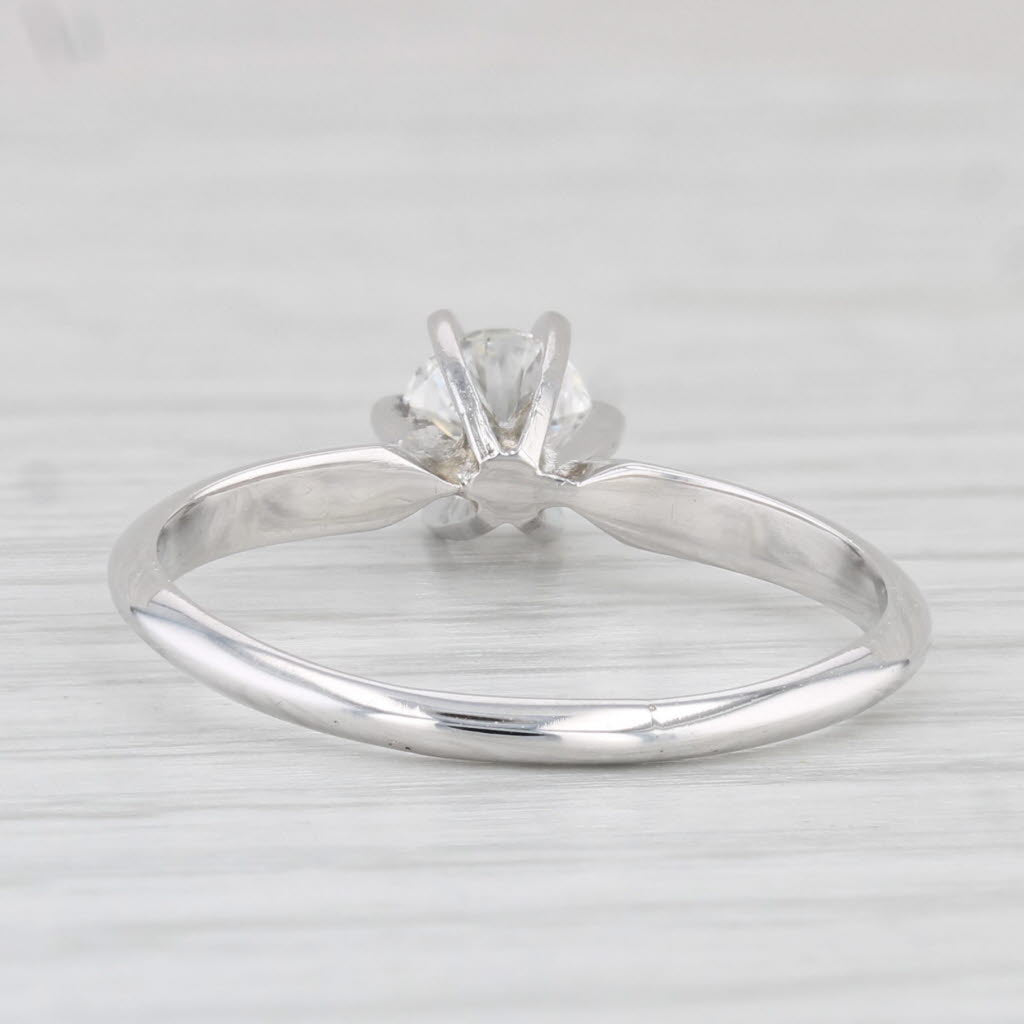 Light Gray 0.50ct Round Diamond Solitaire Engagement Ring 14k White Gold Size 8.5