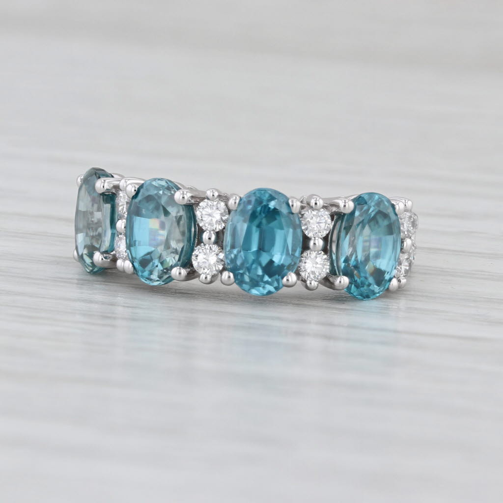 5.90ctw Blue Zircon Diamond Ring 14k White Gold Size 6