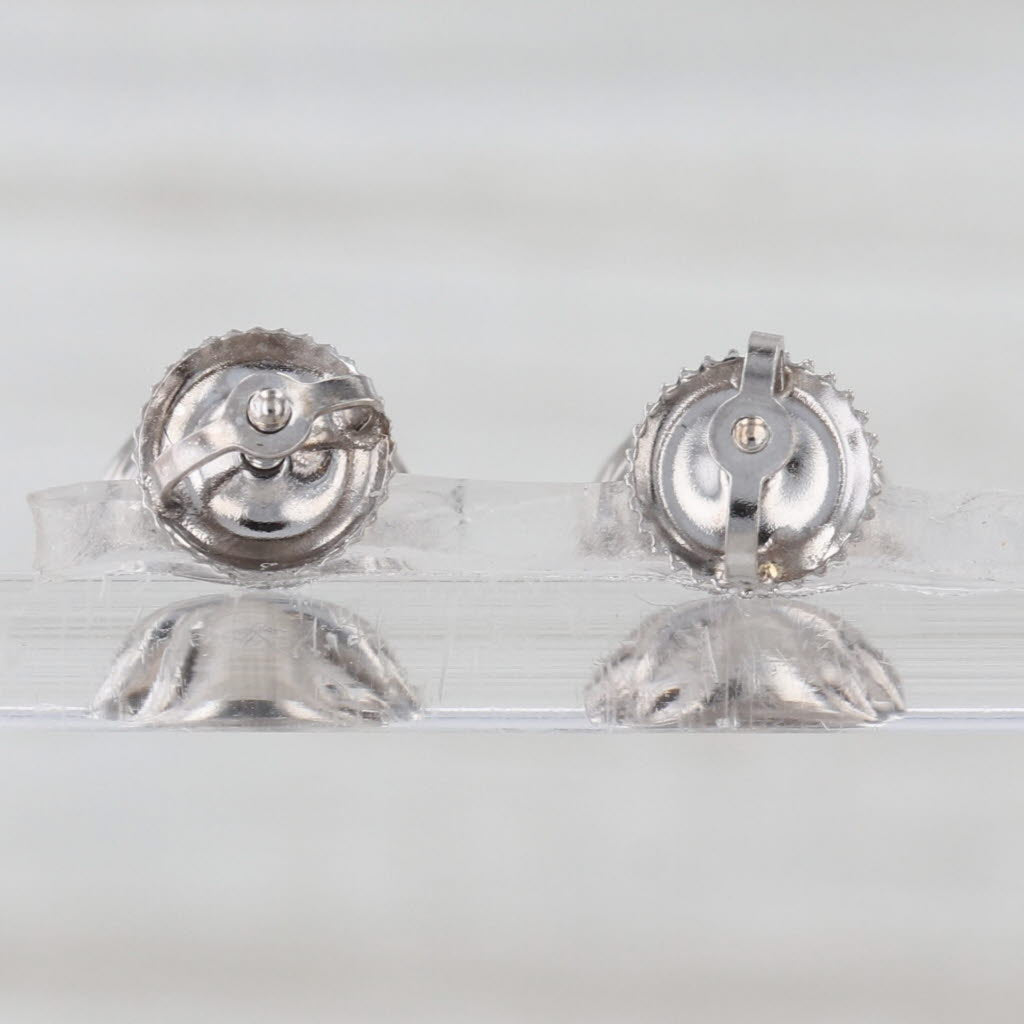 1.14ctw VS2 Diamond Cluster Stud Earrings 14k White Gold Screw Back Studs