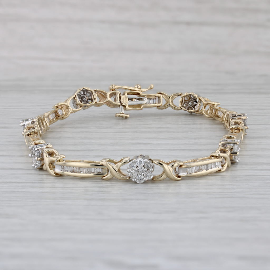 Gray 2ctw Diamond Tennis Bracelet 14k Yellow Gold 7.5" 5.4mm
