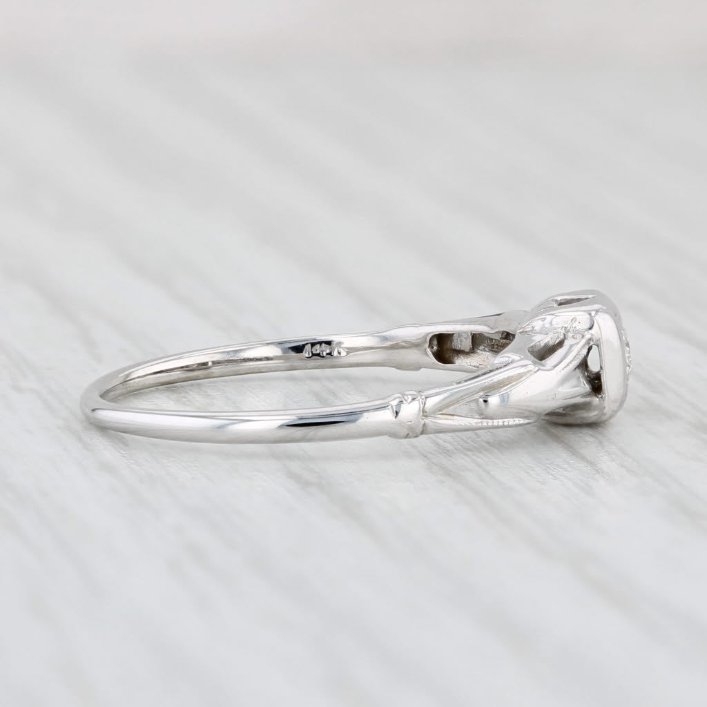 Light Gray Vintage Diamond Solitaire Ring 14k White Gold Size 6.25