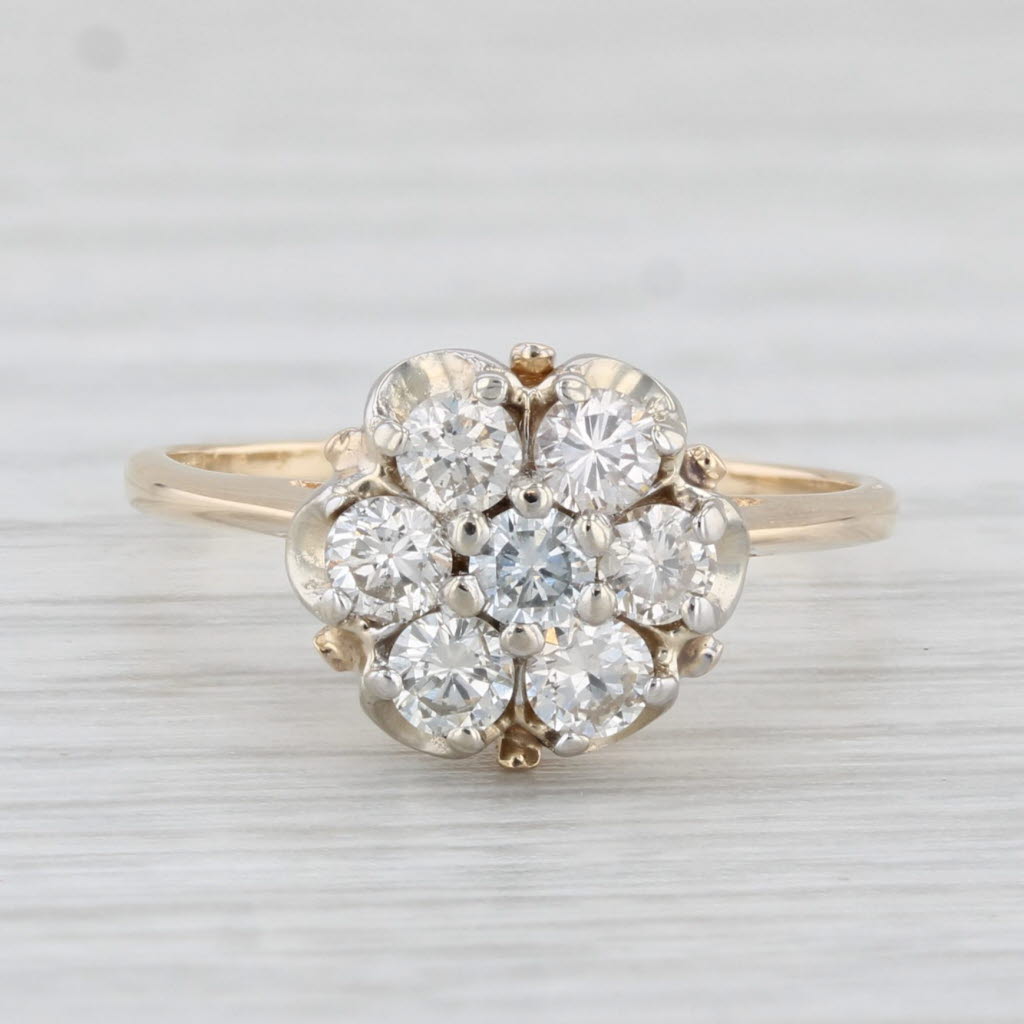 Light Gray Vintage 0.49ctw Diamond Cluster Engagement Ring 14k Yellow Gold Size 4.5