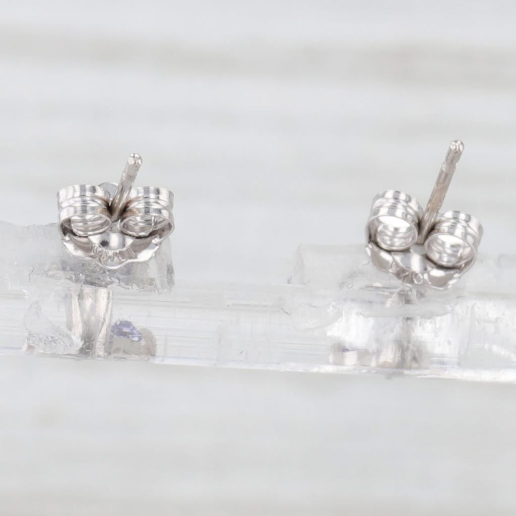 Light Gray 0.30ctw Tanzanite Flower Stud Earrings 10k White Gold