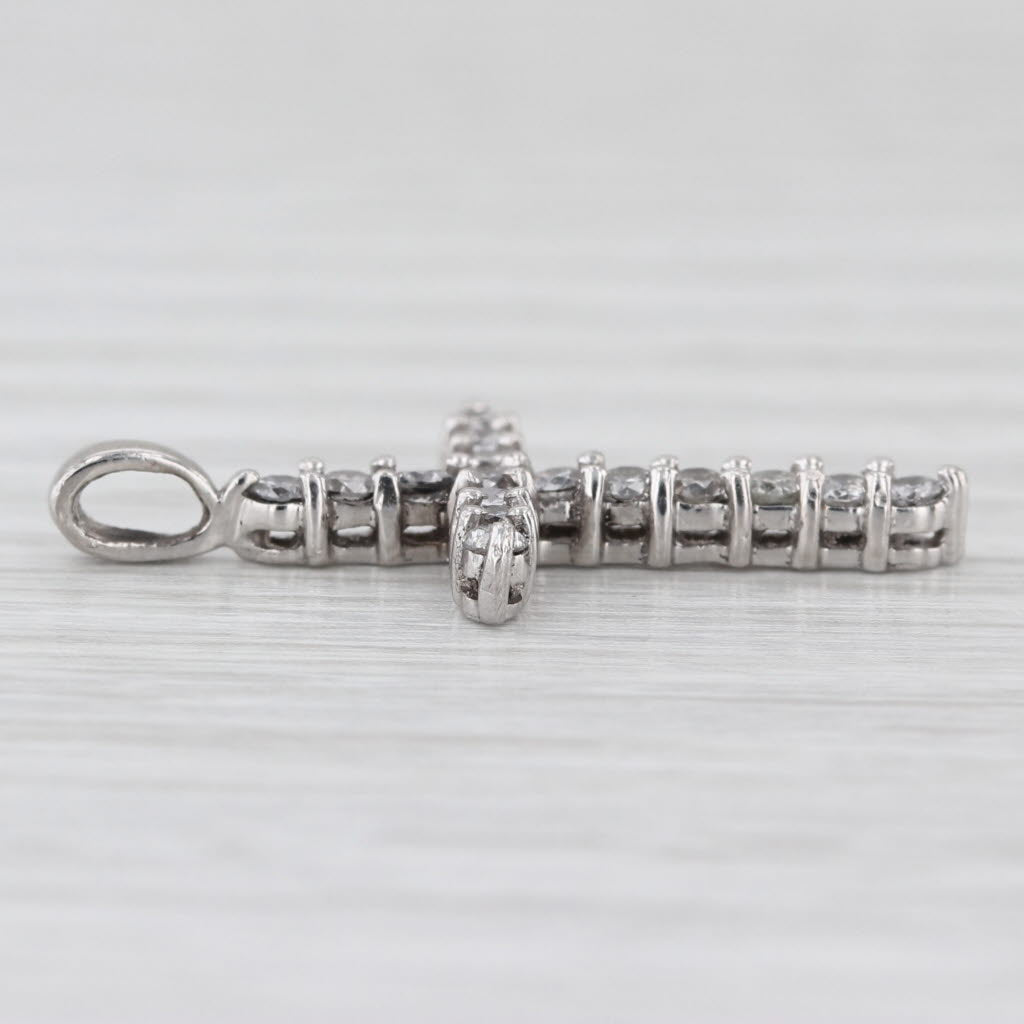 0.42ctw Diamond Platinum Cross Pendant Fine Religious Jewelry