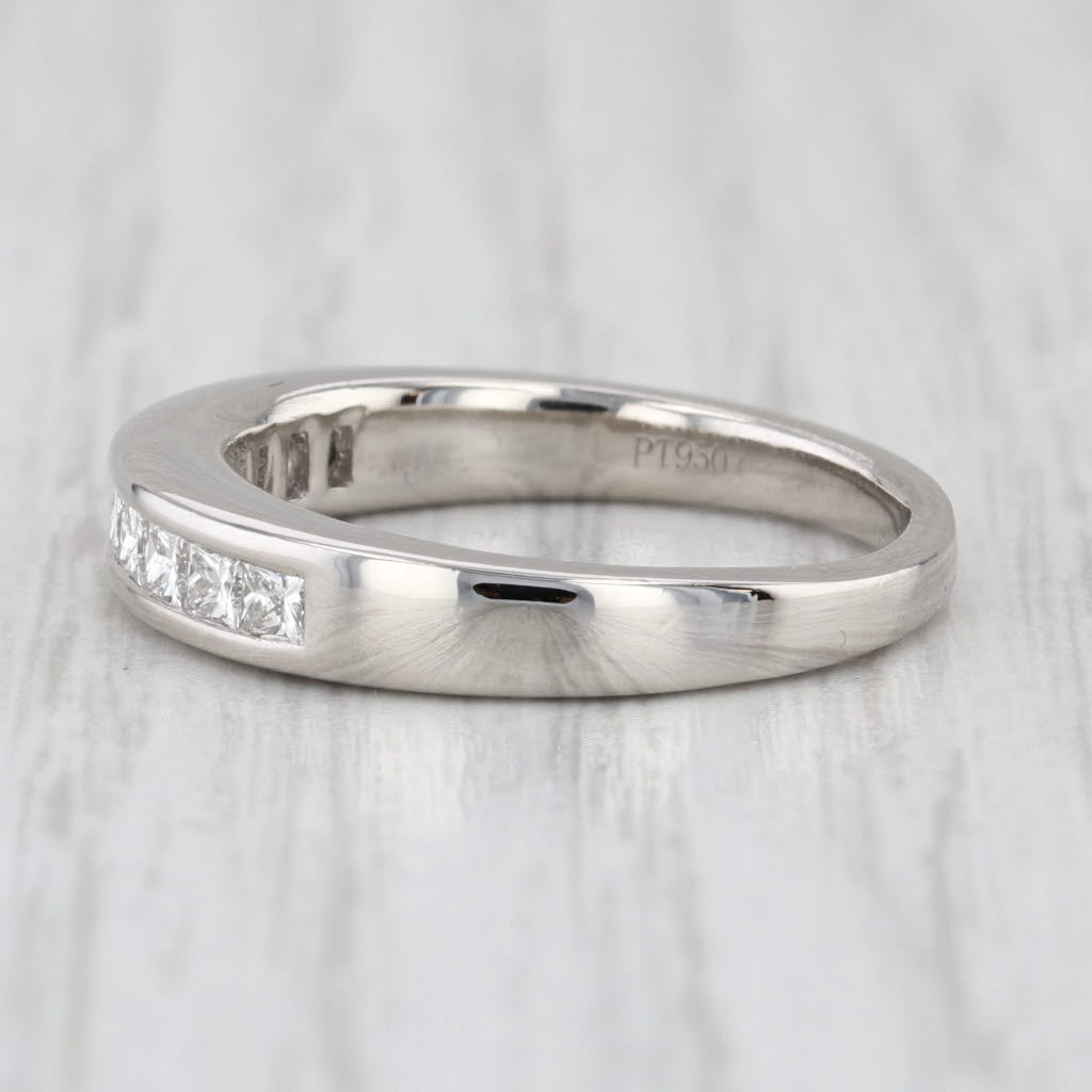 0.50ctw VS2 Channel Set Princess Wedding Band 950 Platinum Size 6-6.25 Ring
