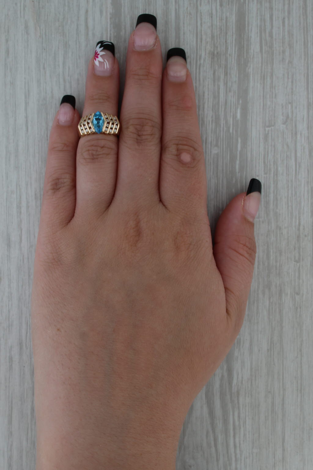 Heritage 1.43ctw Blue Topaz Diamond Ring 14k Yellow Gold Size 4.5