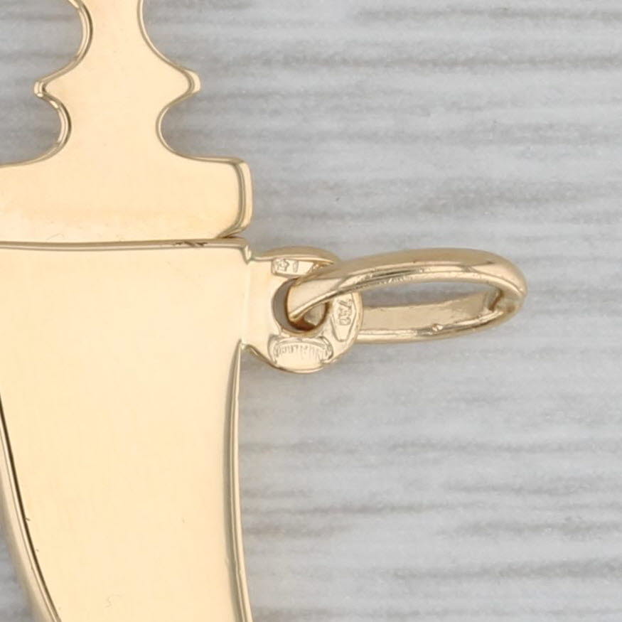 Gray Dagger in Sheaf Charm 18k Yellow Gold Pendant Opens