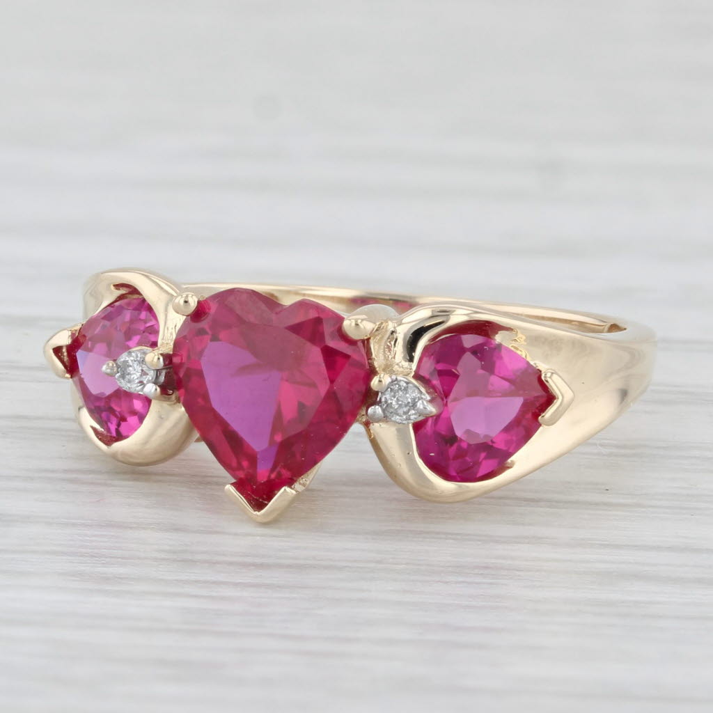 Light Gray 2.77ctw Lab Created Ruby Heart Diamond Ring 14k Yellow Gold Size 7