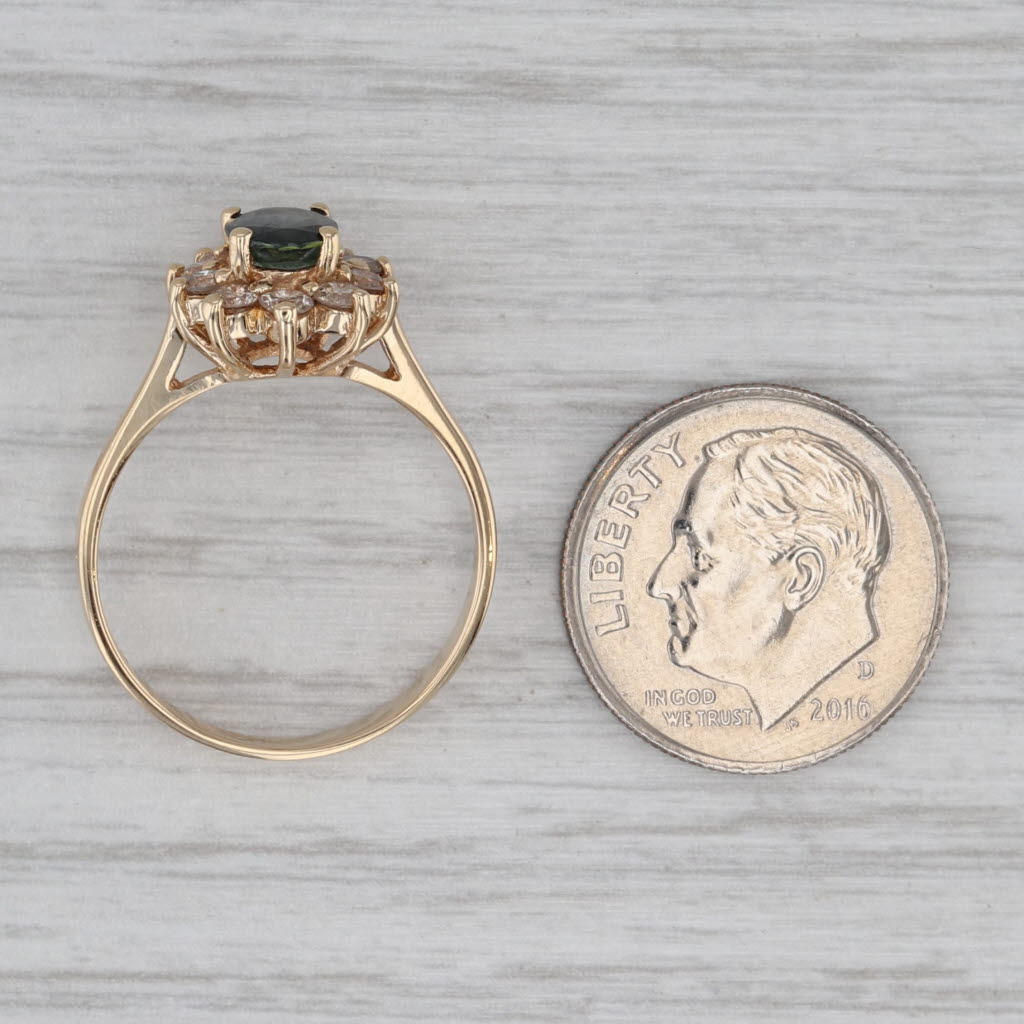 Gray 1.20ctw Blue Sapphire Diamond Halo Ring 14k Yellow Gold Size 6.75