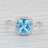 1.95ctw Cushion London Blue Topaz Diamond Halo Ring 14k Gold Size 7 Engagement