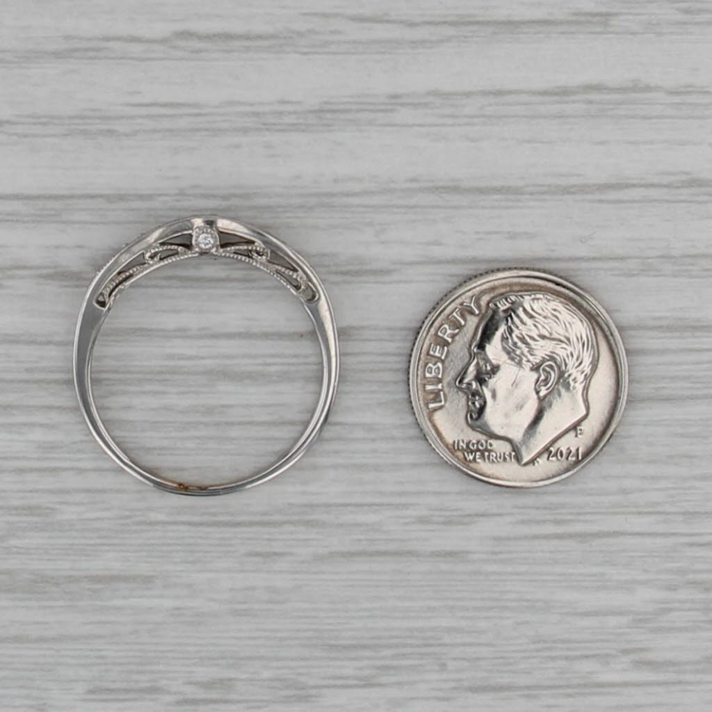 0.12ctw Contoured Diamond Wedding Band 14k White Gold Size 8.5 Stackable Ring