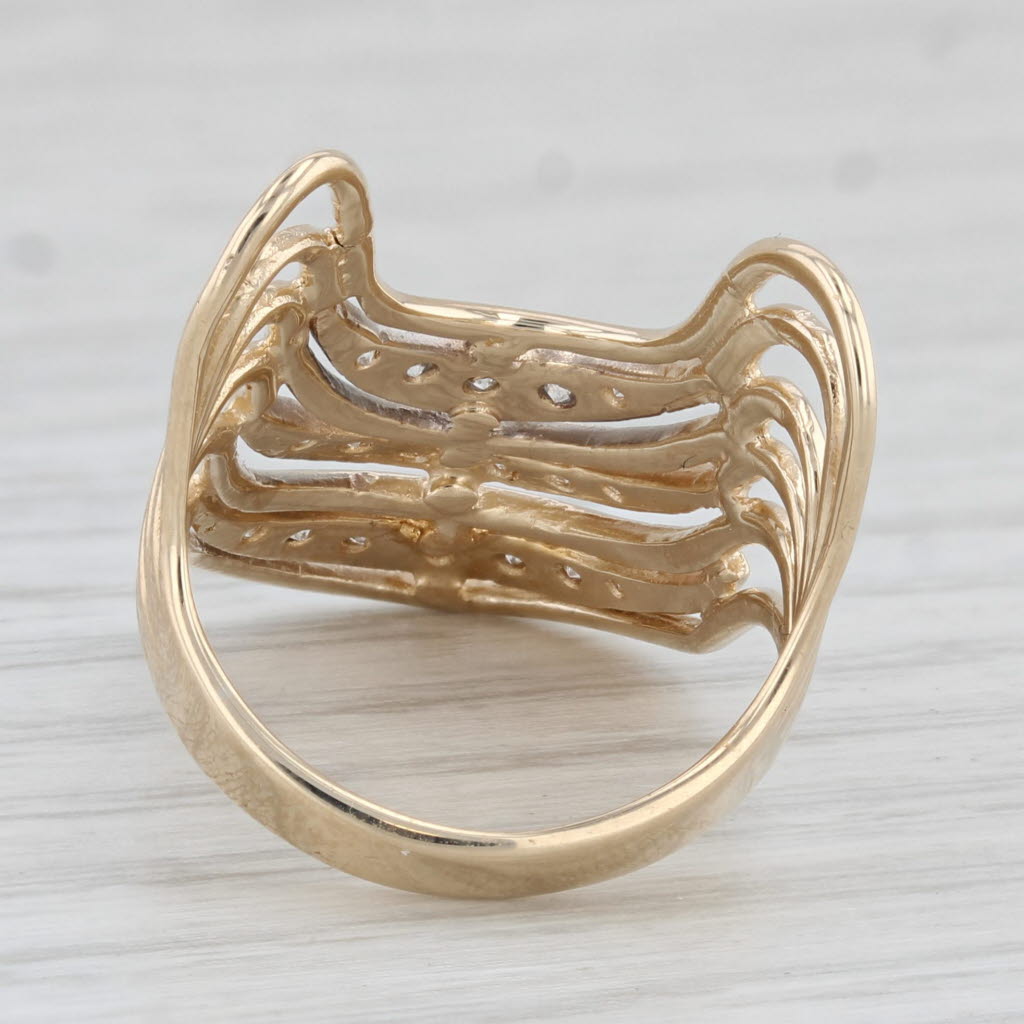 Light Gray Scalloped 0.15ctw Diamond Knuckle Ring 14k Yellow Gold Guild Size 6.25