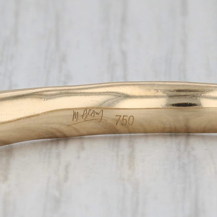 Gray Michael Aram Palm Bangle Bracelet 18k Yellow Gold 7" Hinged Woodgrain Pattern