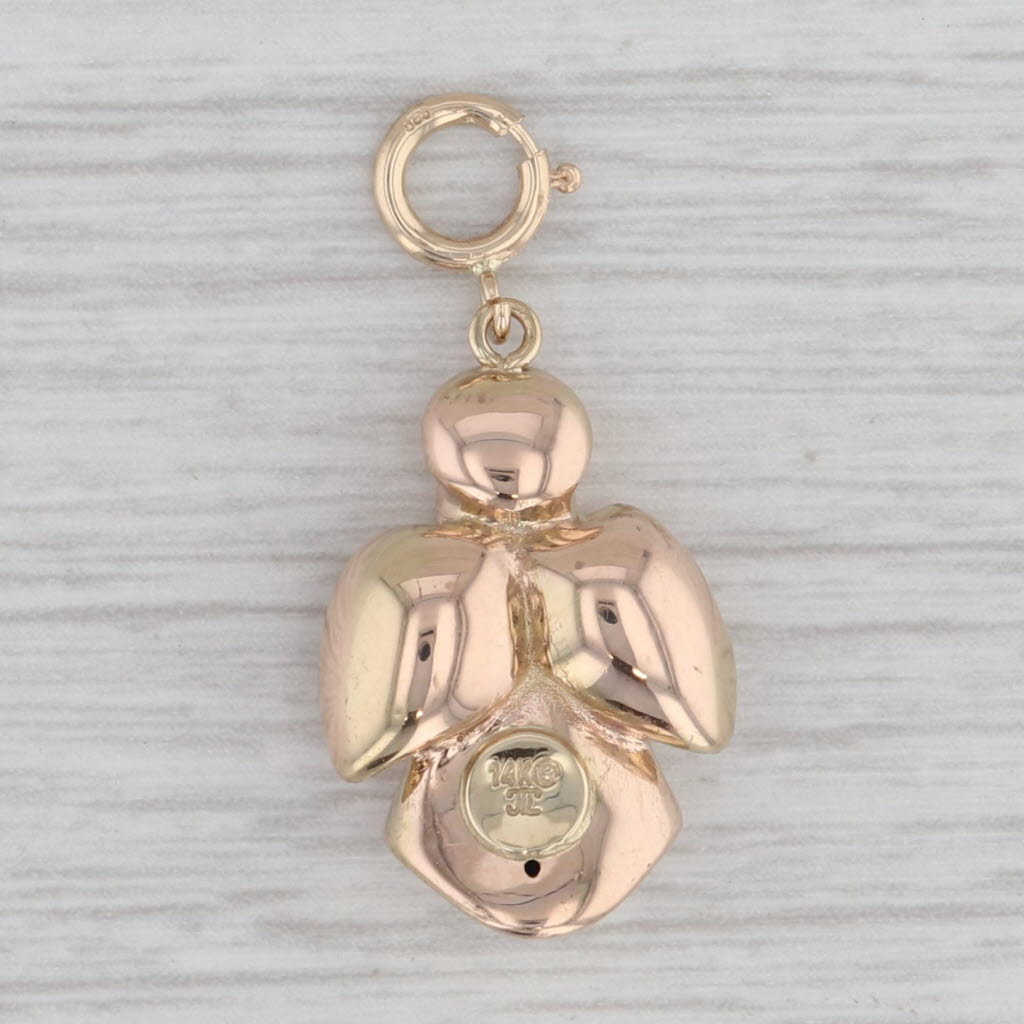 Gray Guardian Angel Charm 14k Yellow Rose Gold Christmas Holiday Pendant