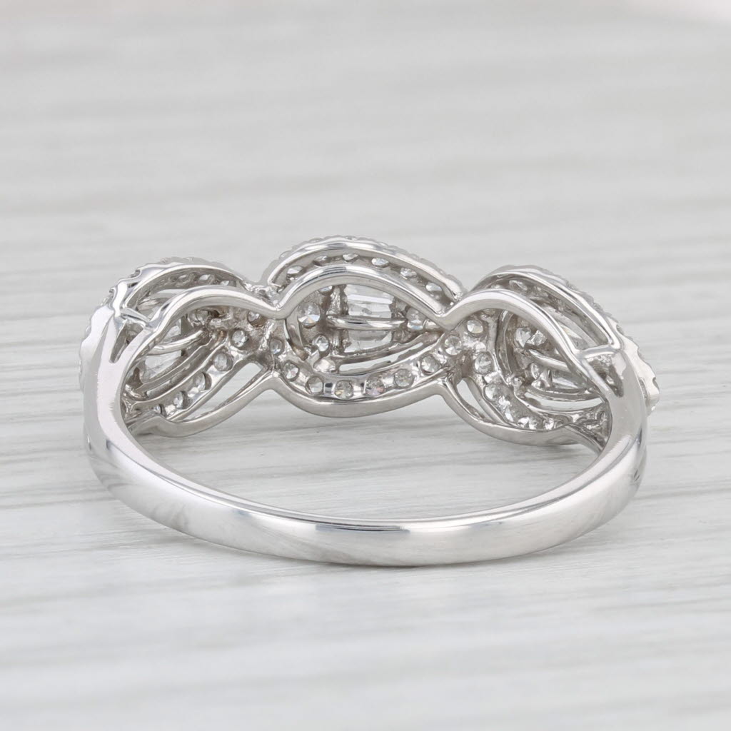 Light Gray 0.60ctw Diamond Teardrop Halo Ring 18k White Gold Size 8