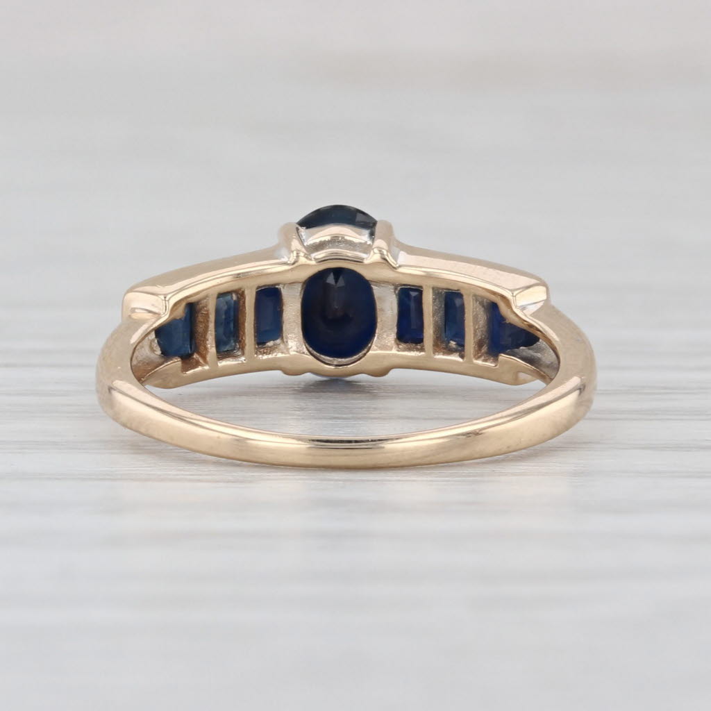 1.10ctw Oval Blue Sapphire Ring 10k Yellow Gold Size 5