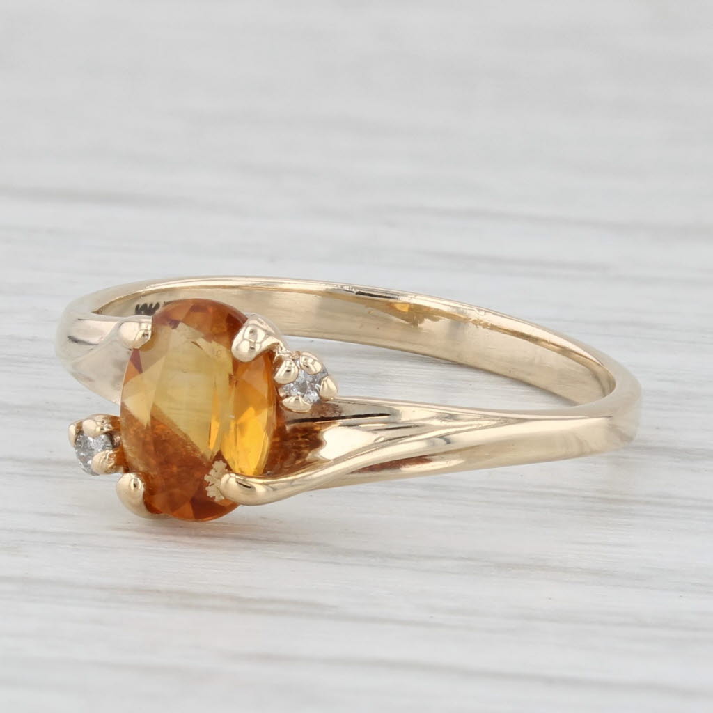 Light Gray 0.70ct Oval Citrine Solitaire Ring 10k Yellow Gold Size 6.25 Diamond Accents