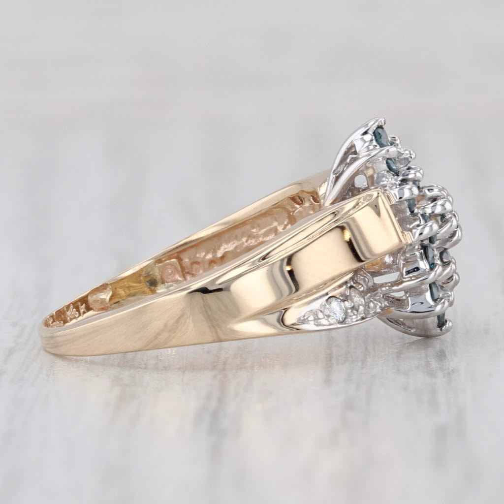0.43ctw Blue White Diamond Cluster Ring 14k Yellow Gold Size 7