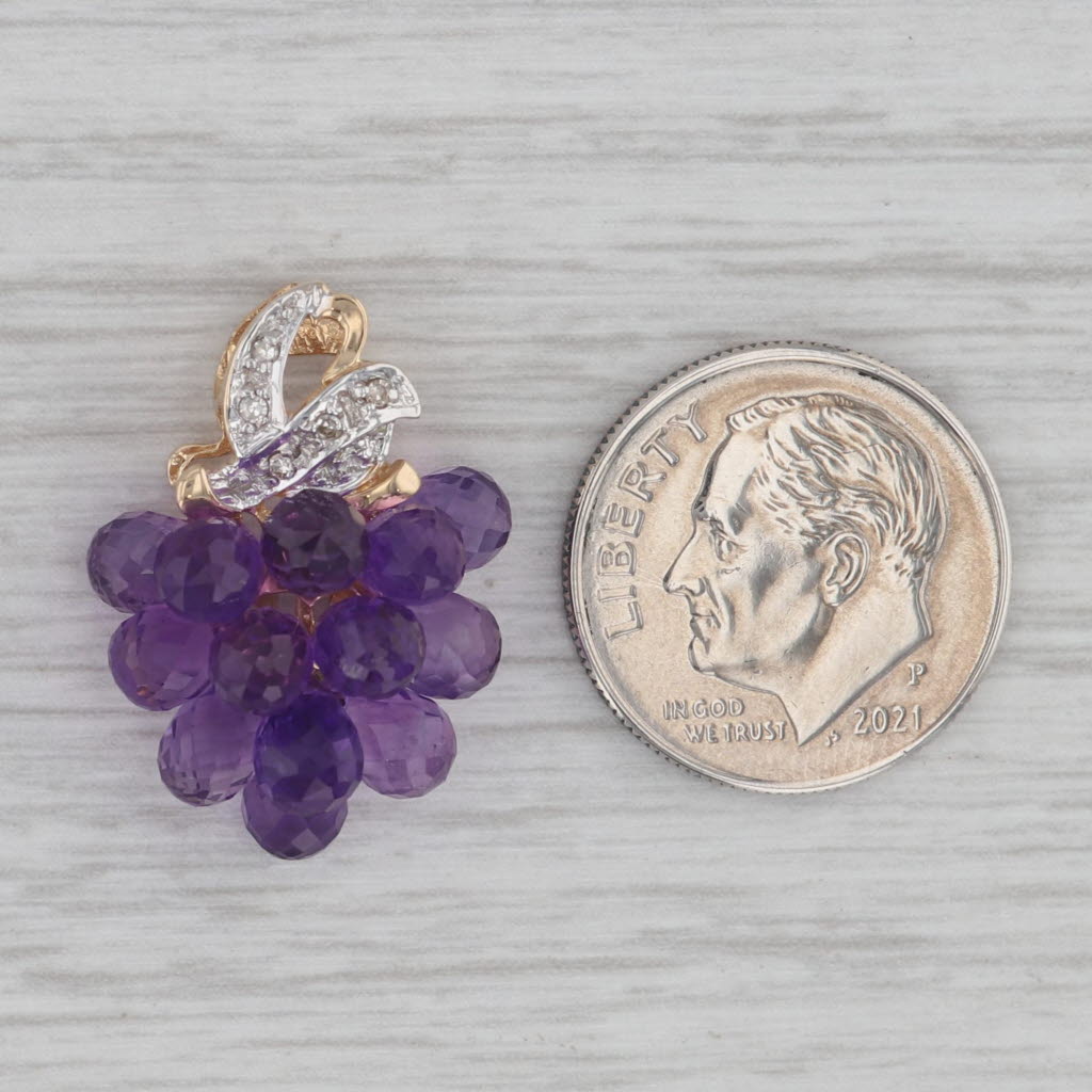 Gray Amethyst Briolette Cluster Grape Bunch Pendant 14k Gold
