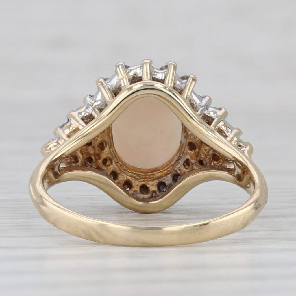 Gray 0.27ctw Diamond Cluster Opal Cabochon Ring 14k Yellow Gold Size 6