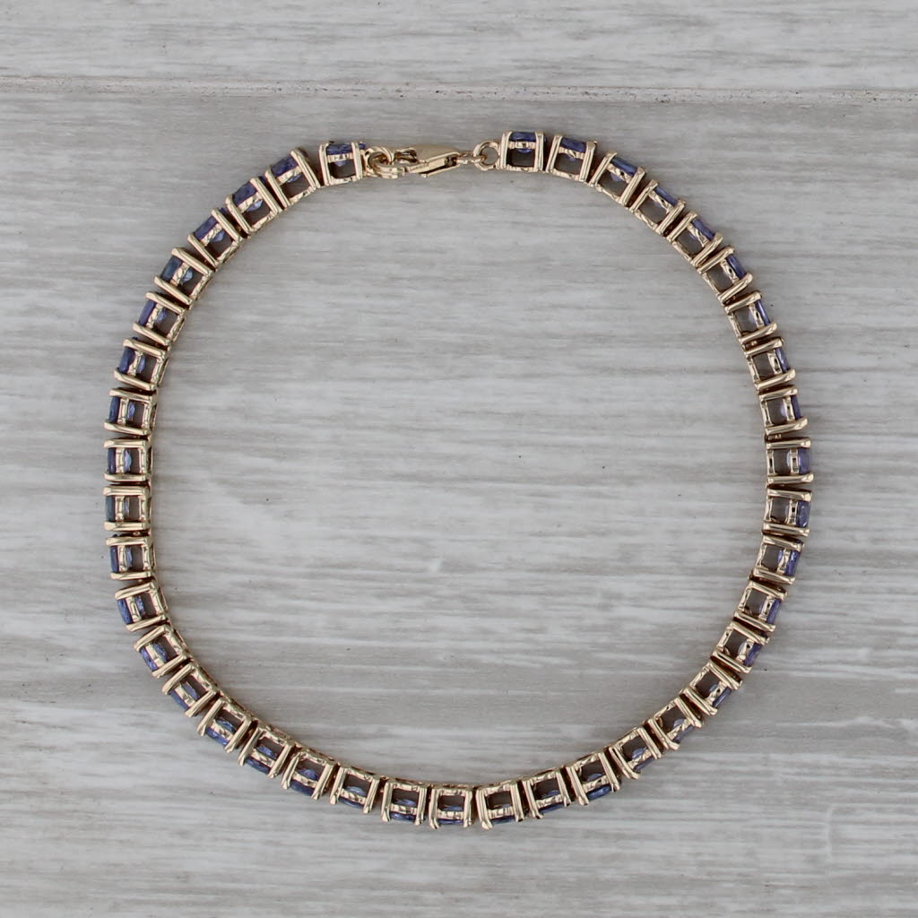 7.95ctw Tanzanite Tennis Bracelet 10k Yellow Gold 7.25" 3.8mm COA Tomas Rae