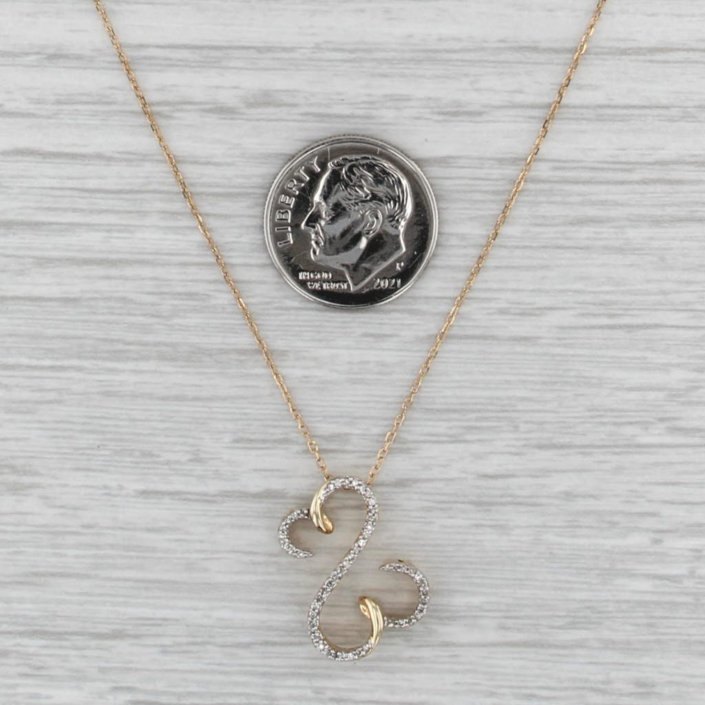 Jane Seymour Diamond Open Hearts Pendant Necklace 10k Gold 18" Cable Chain