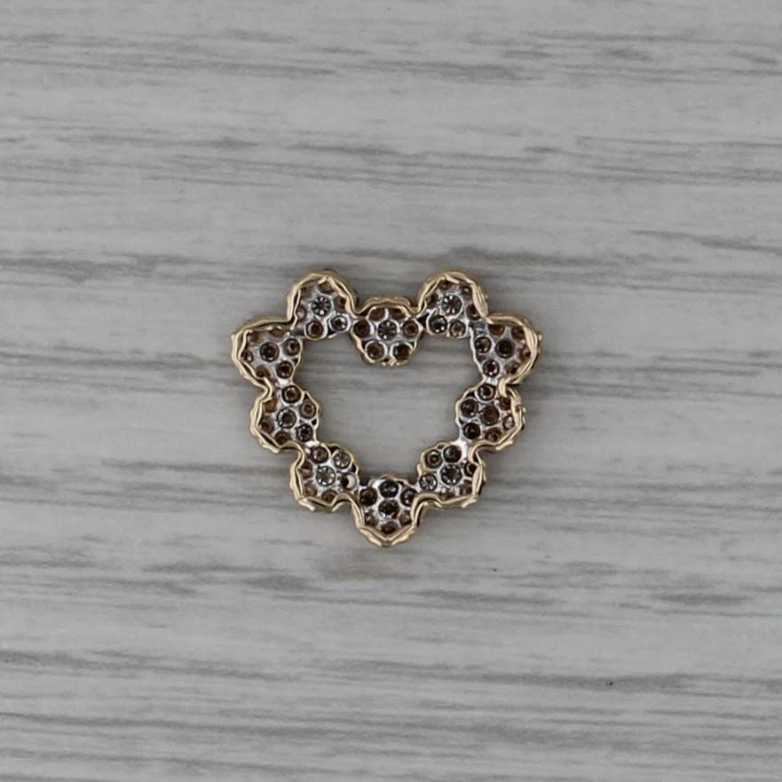 1.05ctw Diamond Open Heart Pendant 14k Yellow Gold Floating Drop