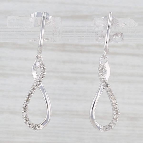 0.20ctw Figure-8 Diamond Dangle Earrings 10k White Gold Pierced Drops