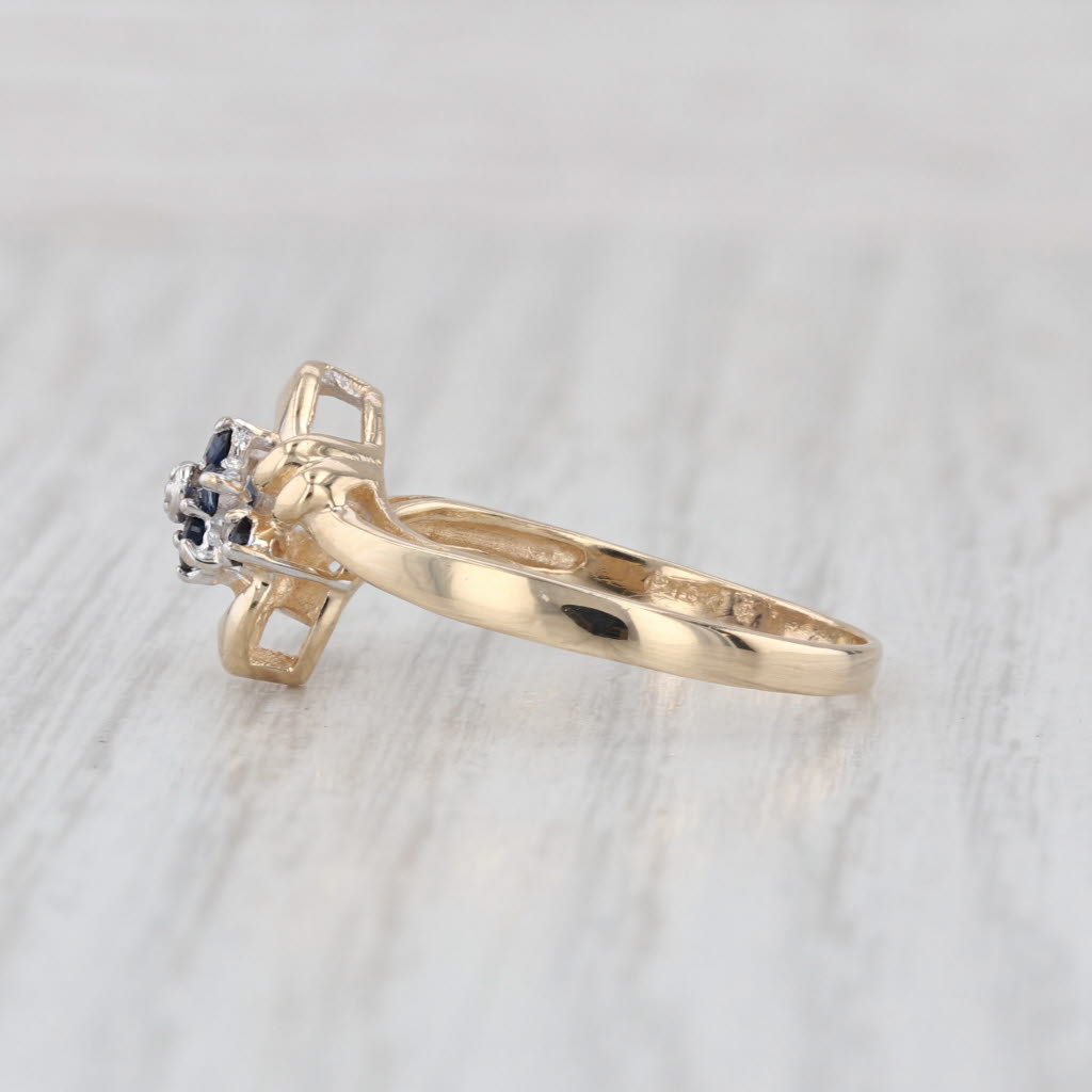 0.24ctw Blue Sapphire Diamond Bypass Ring 10k Yellow Gold Size 7.75