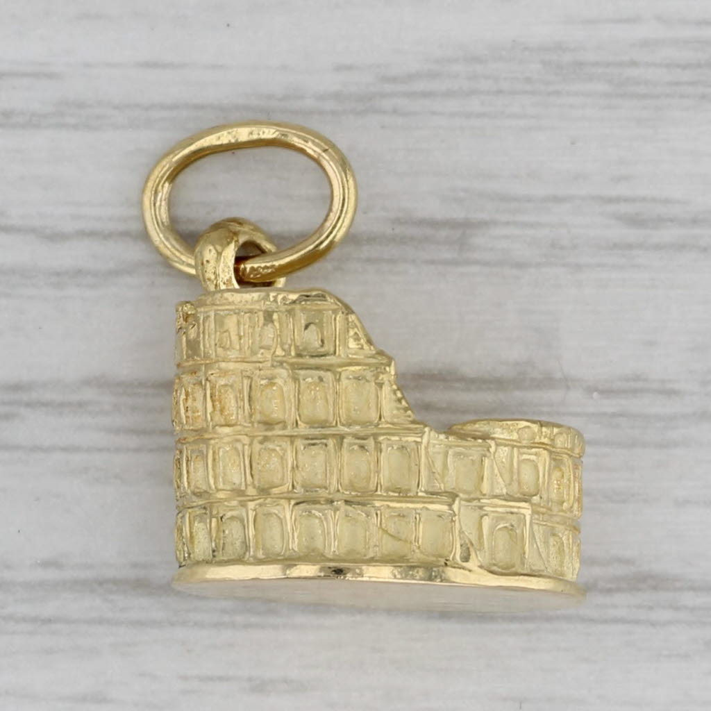 Gray Roman Colosseum Charm 18k Yellow Gold Rome Italy Souvenir Pendant