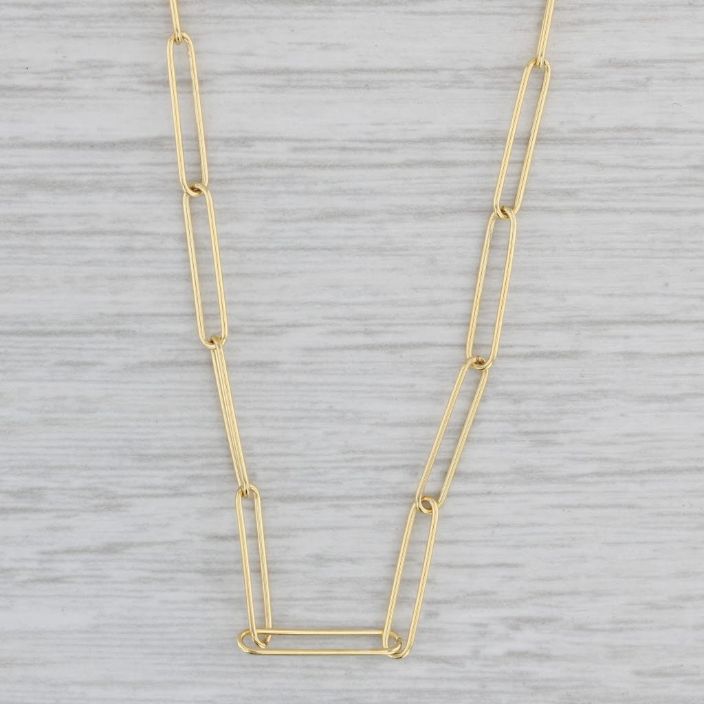 Gray New Petite Paper Clip Chain Necklace 14k Yellow Gold 18" 2.8mm