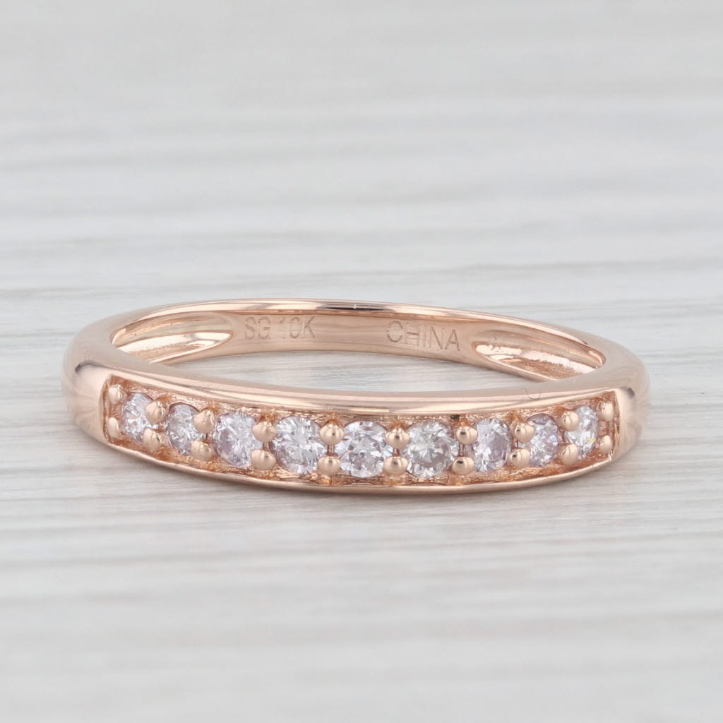 Light Gray 0.25ctw Pink Diamond Wedding Band 10k Rose Gold Size 6.75 Stackable Ring