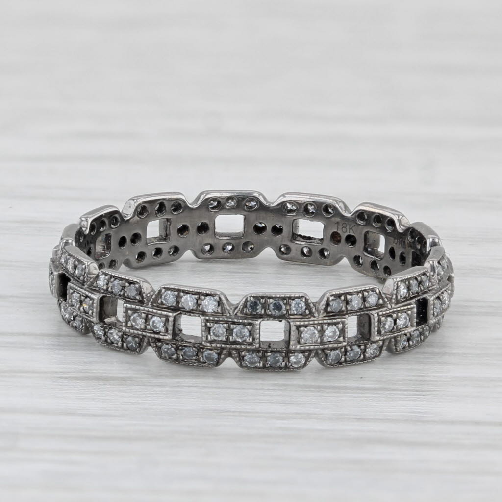 Light Gray New Beverley K 0.25ctw Diamond Stackable Ring 18k White Gold Sz 6.5 Wedding Band