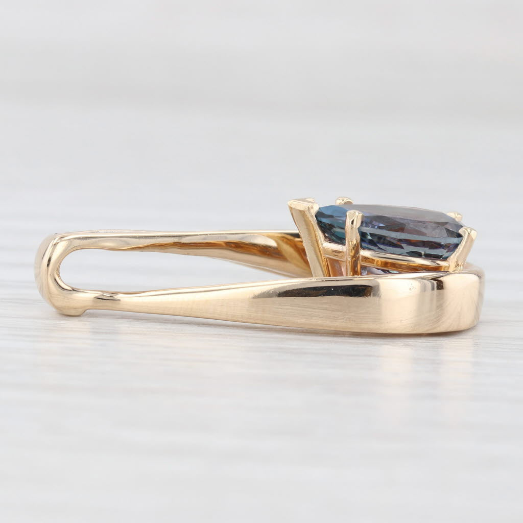 Light Gray 3.32ctw Pear Tanzanite Diamond Teardrop Pendant 14k Yellow Gold
