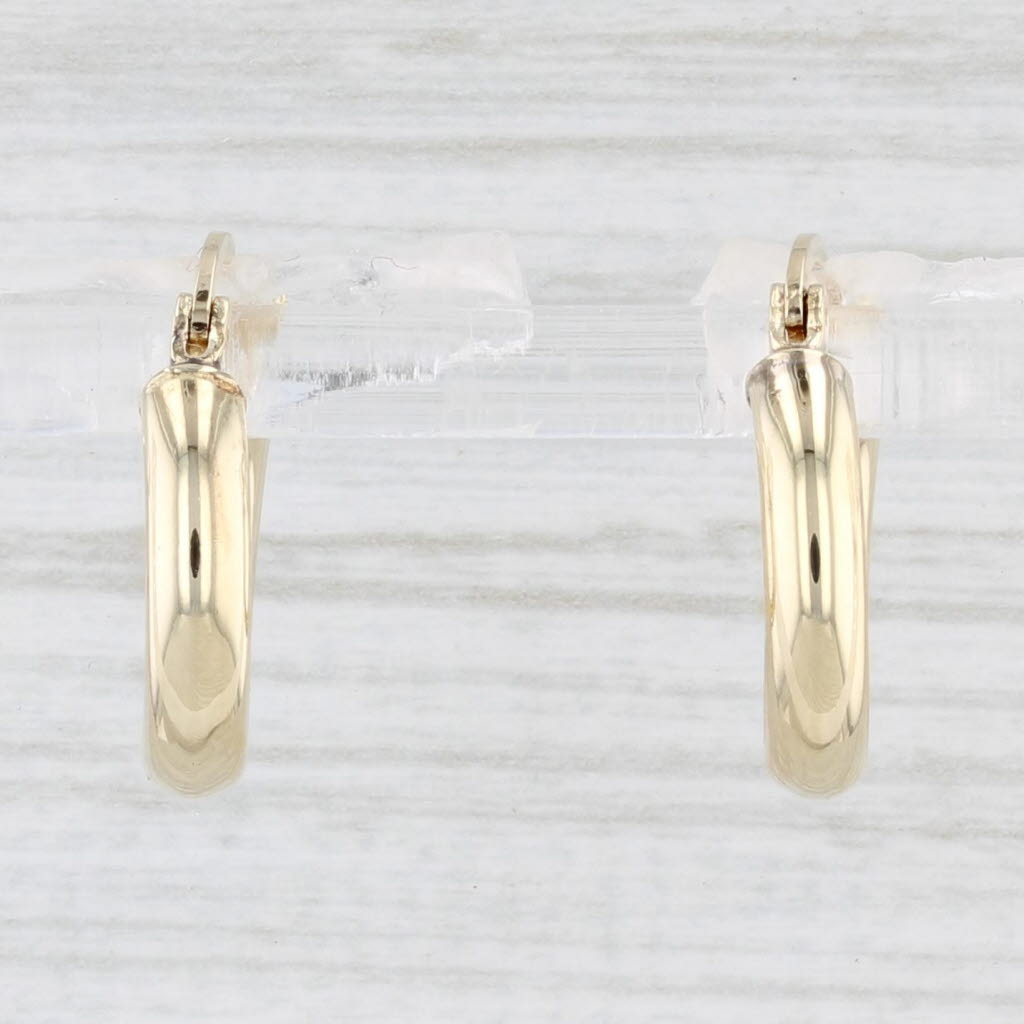 Light Gray Small Round Hoop Earrings 10k Yellow Gold Snap Top Pierced Hoops