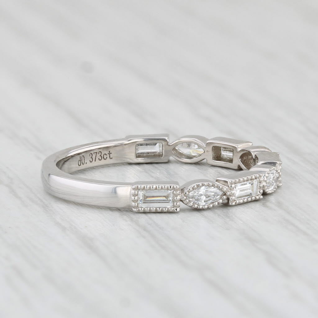 Light Gray New 0.37ctw Diamond Ring 14k White Gold Size 6.5 Stackable Wedding Band