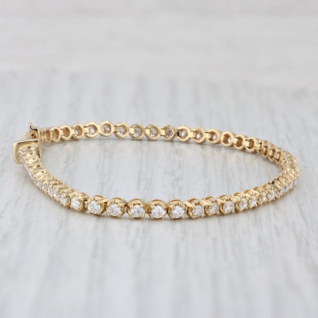 Light Gray New 1.82ctw Round Diamond Tennis Bracelet 14k Yellow Gold 6.75" 3mm