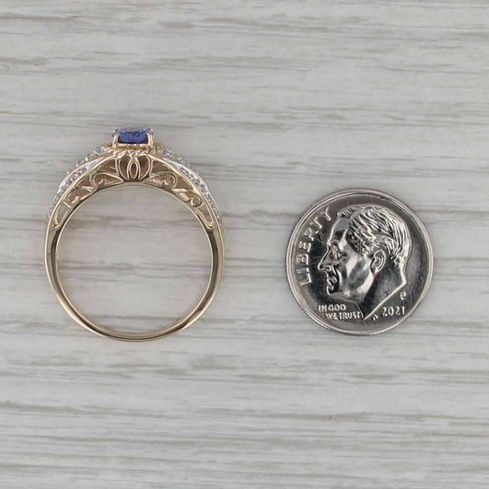 0.87ctw Oval Tanzanite Diamond Ring 10k Yellow Gold Size 8.25