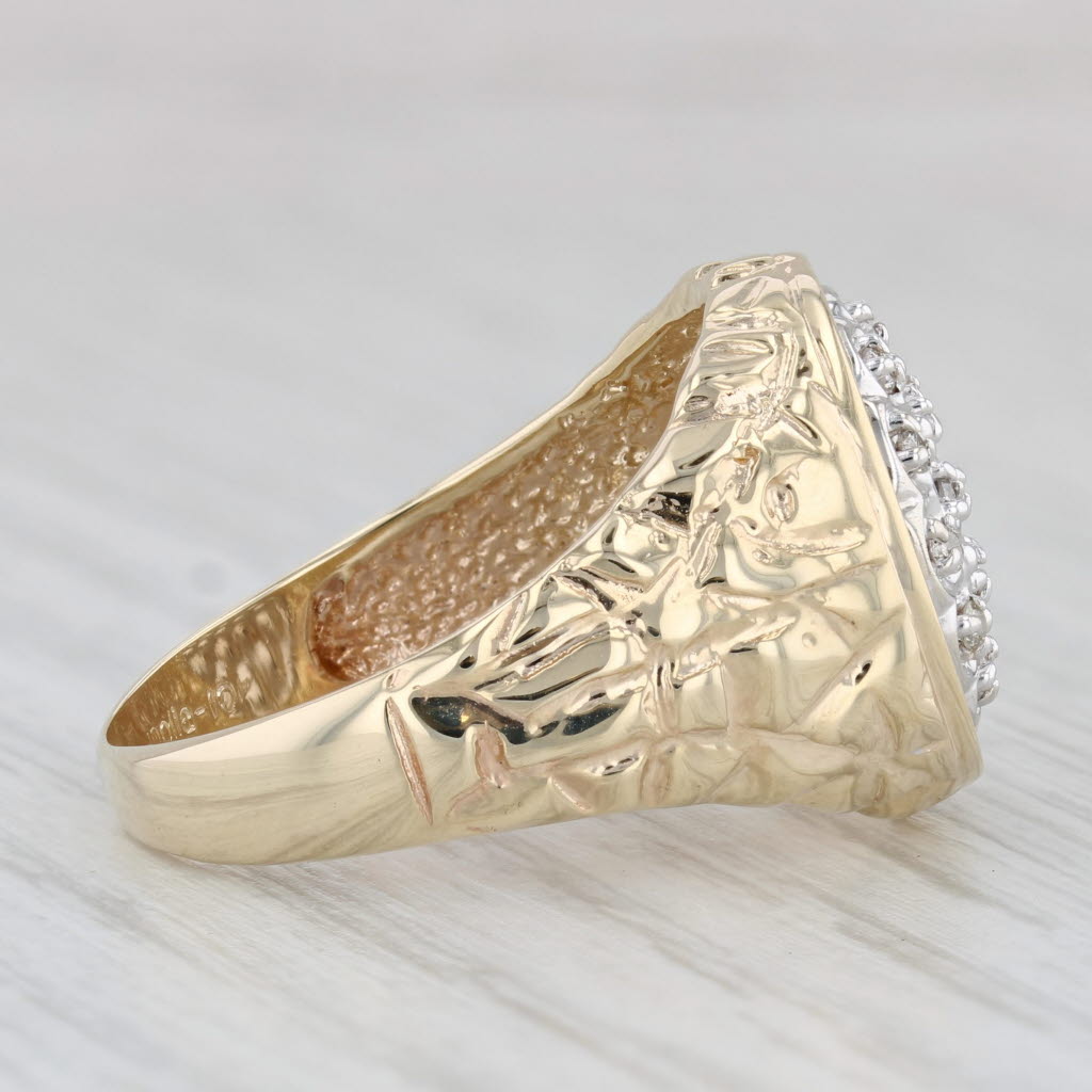 Light Gray 0.18ctw Diamond Men's Ring 10k Yellow Gold Size 10 Nugget Band