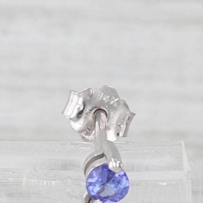 1.34ctw Tanzanite Diamond Journey Earrings 14k White Gold Pierced Drops
