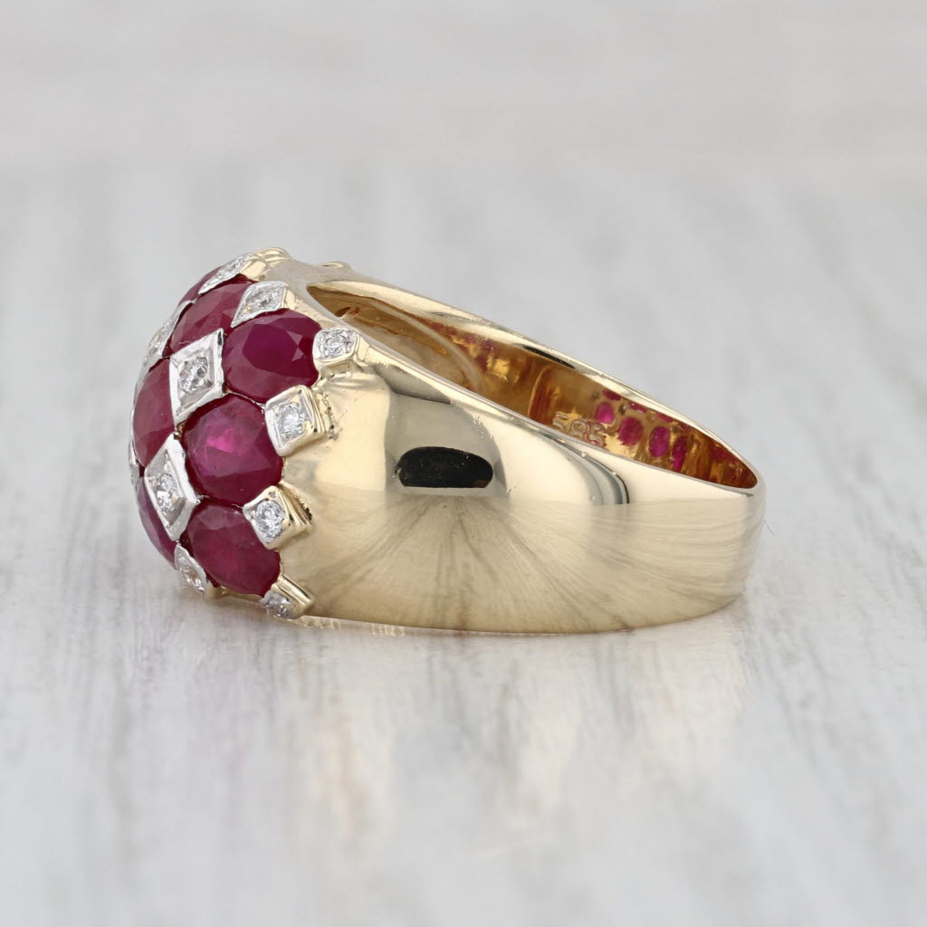 5.97ctw Ruby Diamond Domed Ring 14k Yellow Gold Size 8.25 Cocktail