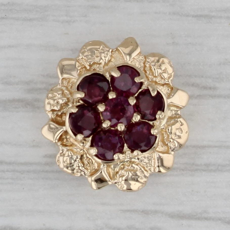 Gray 0.54ctw Ruby Flower Cluster Slide Bracelet Charm 14k Yellow Gold Richard Klein