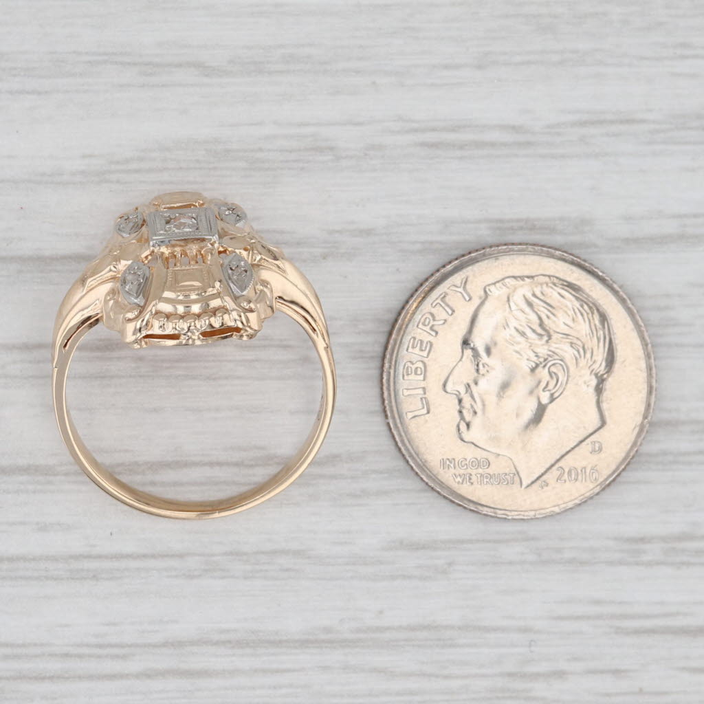 Light Gray Vintage Diamond Ring 14k Yellow Gold Size 5.75