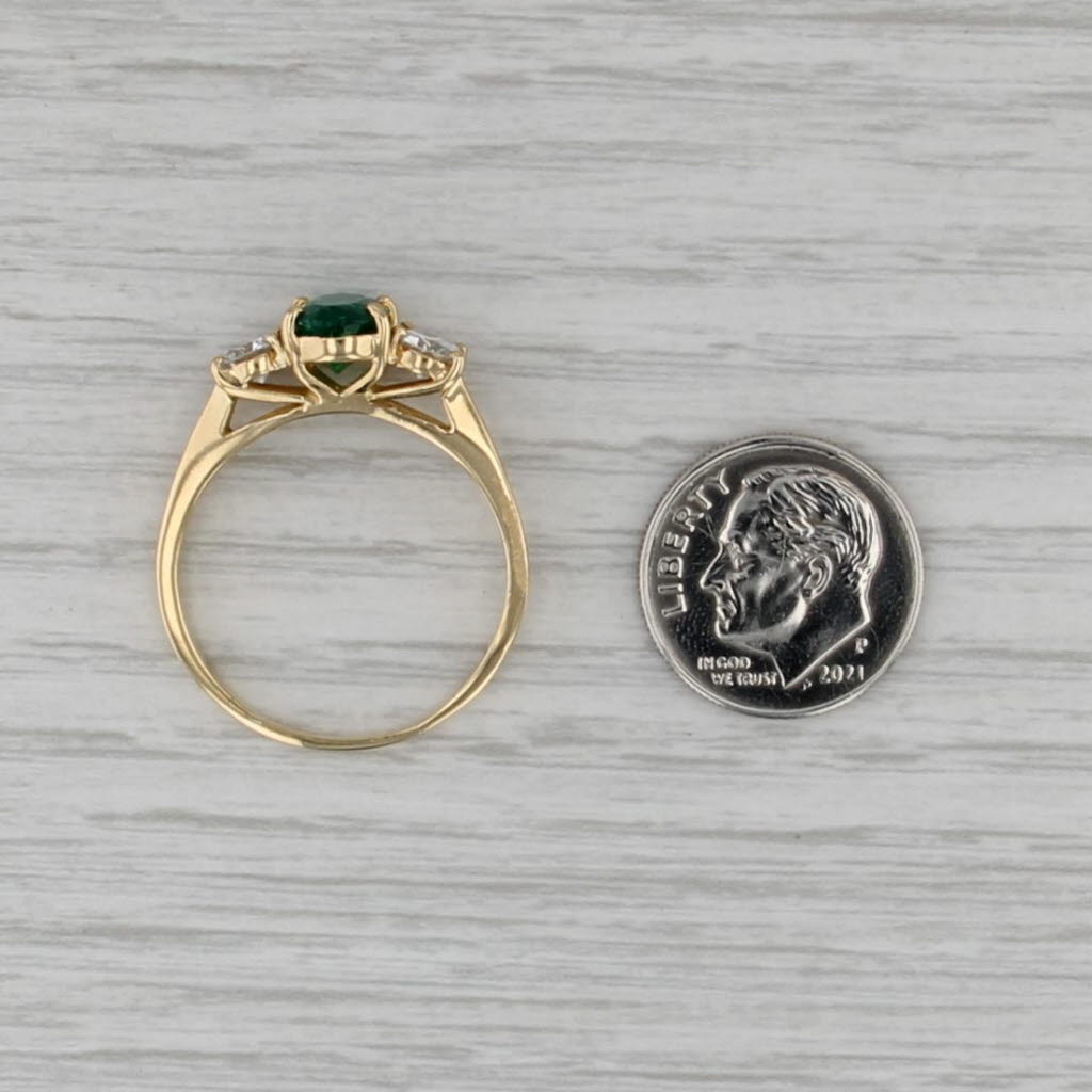 2.25ctw Emerald Diamond Ring 18k Yellow Gold Size 10.5 3-Stone Engagement
