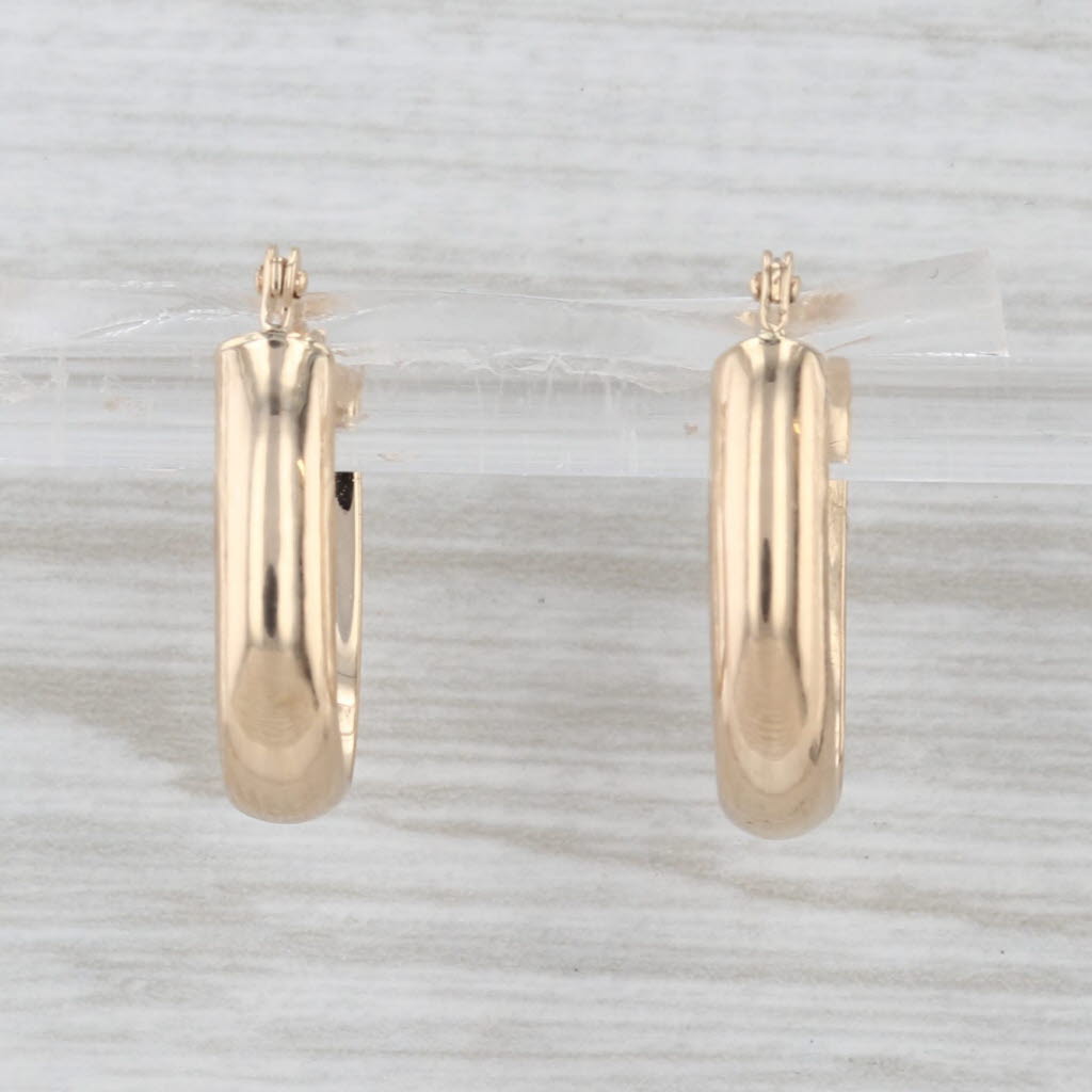 Small Oval Hoop Earrings 14k Yellow Gold Snap Top Pierced Hoops