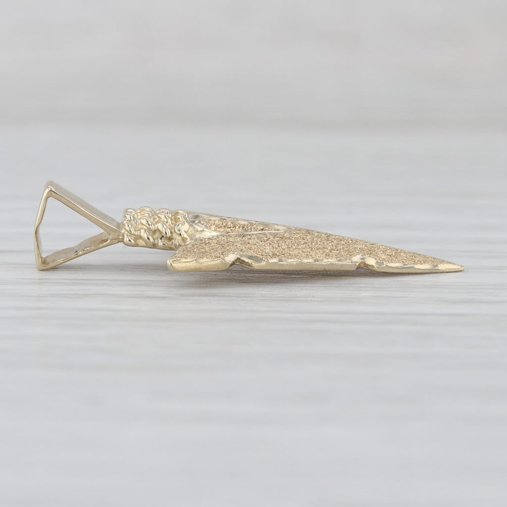 Brushed Arrowhead Pendant 14k Yellow Gold Statement