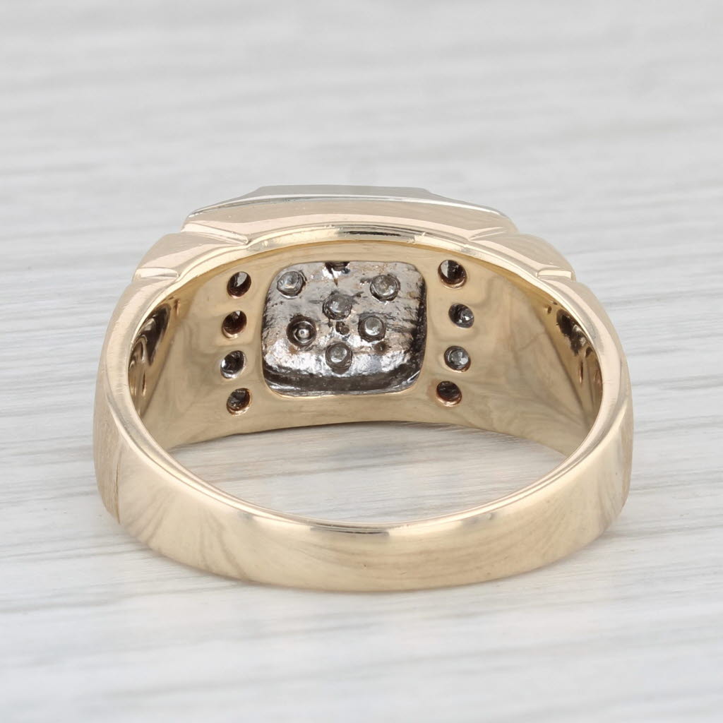 Light Gray 0.18ctw Diamond Cluster Ring 10k Yellow Gold Size 10 Men's