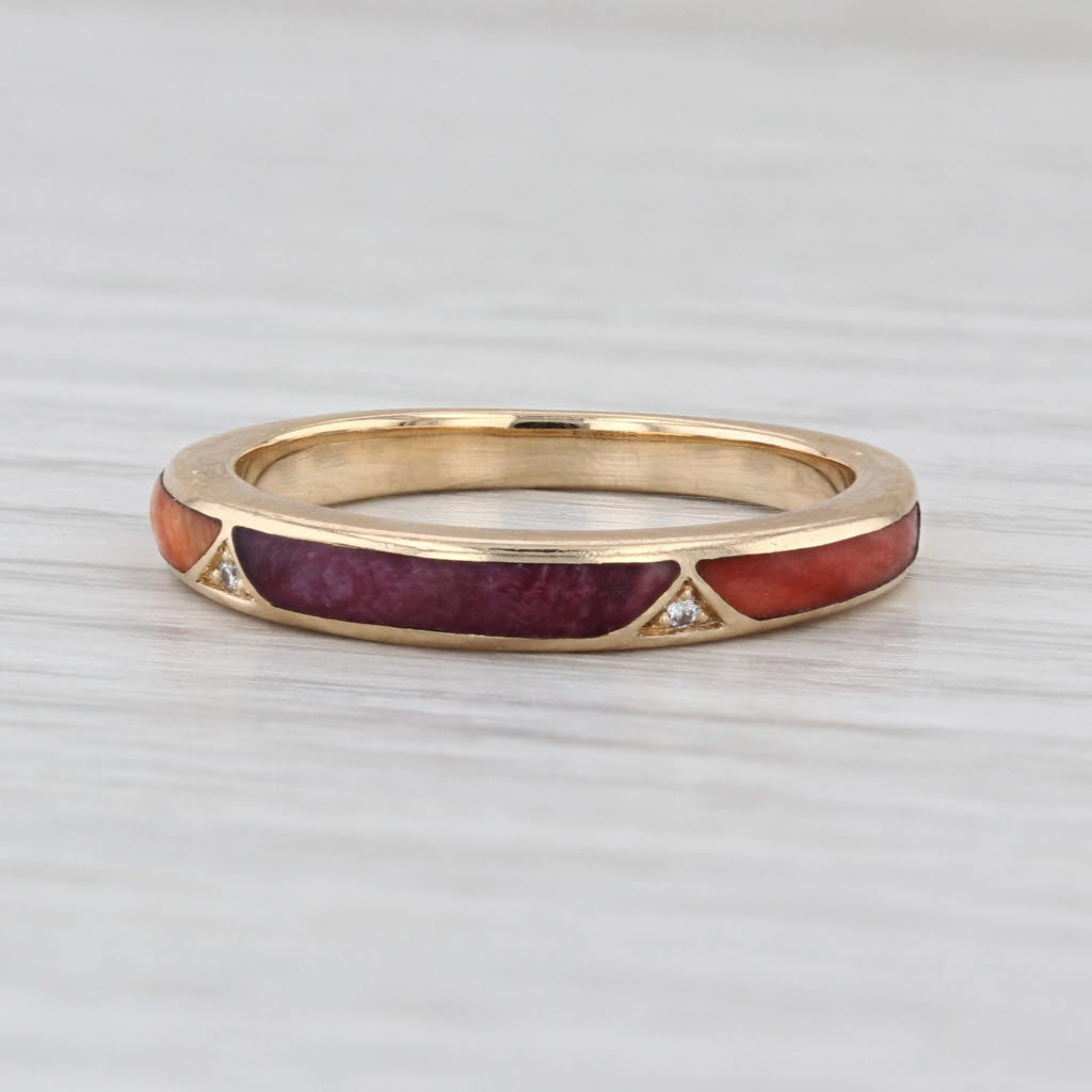 Kabana Multicolor Mother of Pearl Band 14k Yellow Gold Size 6.75 Ring Stackable