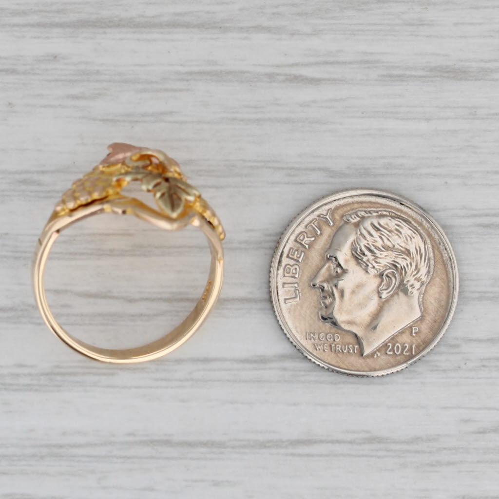 Gray Black Hills Gold Jewelry Co Leaf Ring 10k Yellow Green Rose Gold Size 5.5