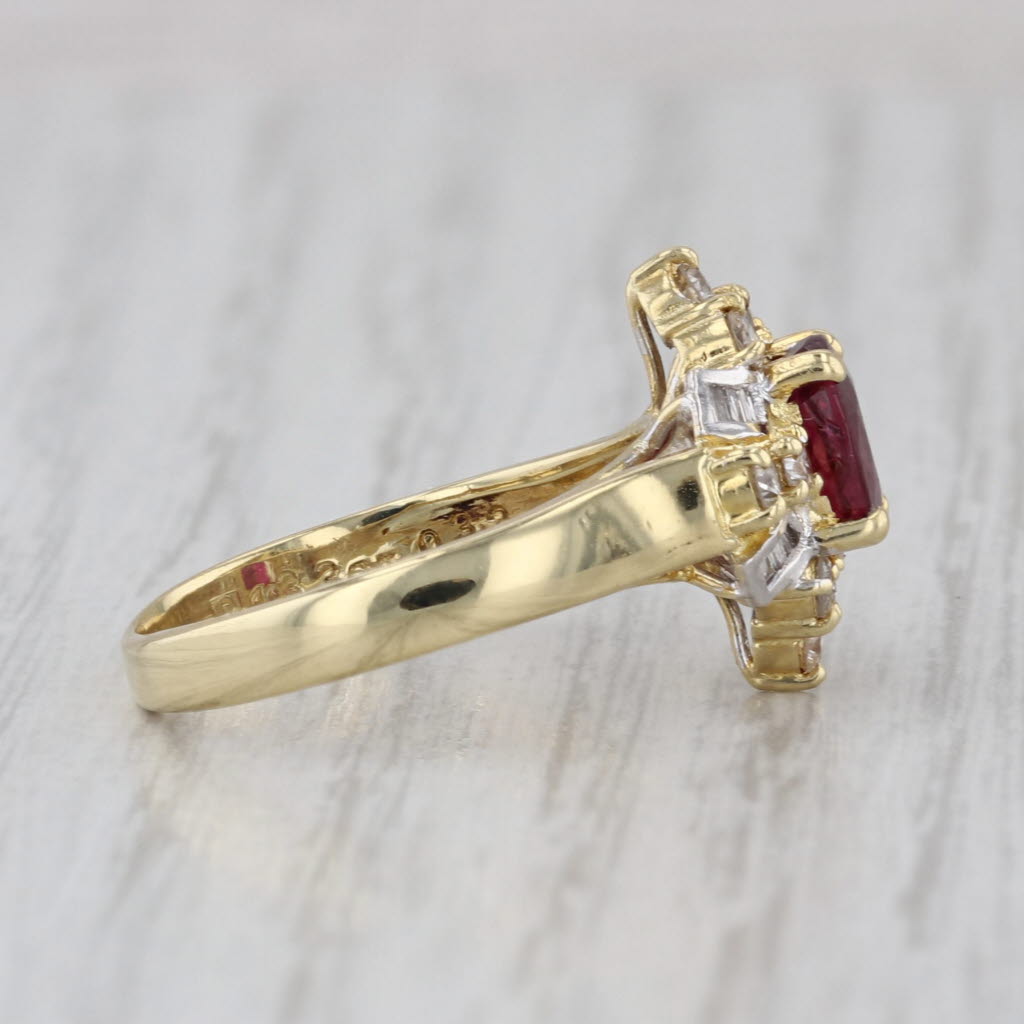 1.76ctw Oval Ruby Diamond Ring 18k Yellow Gold Size 6